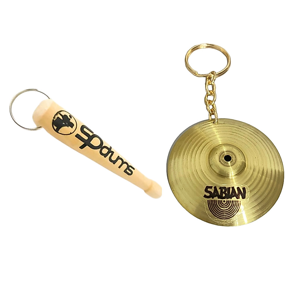 Kit Chaveiros Ponta De Baqueta Prato De Bateria Metal Dourado Zildjan Sabian
