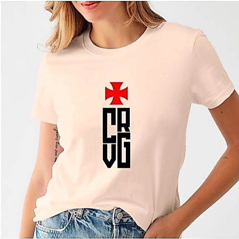 Camiseta Feminina do Vasco da Gama Camisa Esportiva CRVG Blusinha de Time Cruz de Malta Moda Feminina Time Carioca