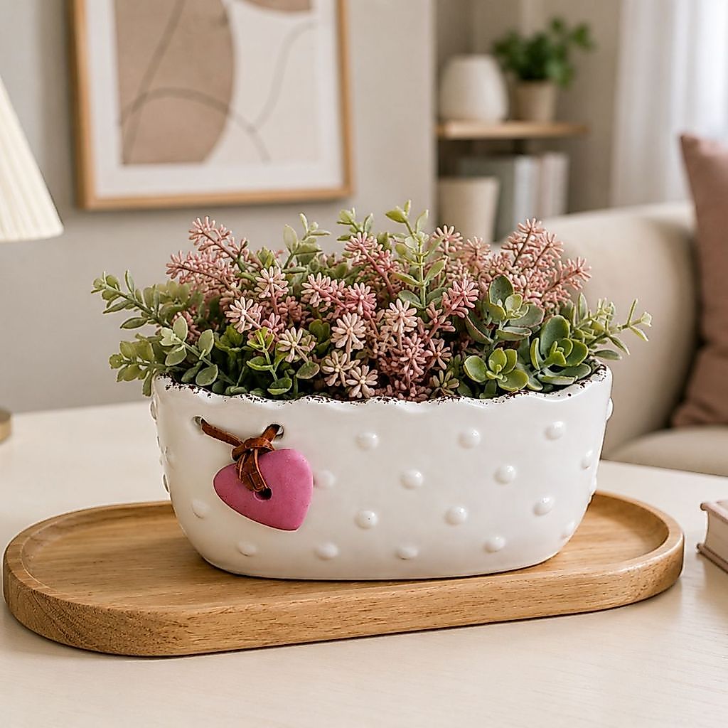 Vaso Decorativo Cerâmica Branco Texturizado 13x6cm 26740 - Vencedor