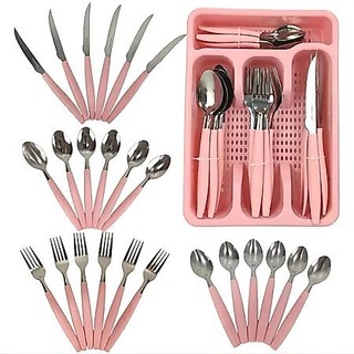 Faqueiro Inox Jogo De Talheres Porta Talher Com 25 Peças anjgg