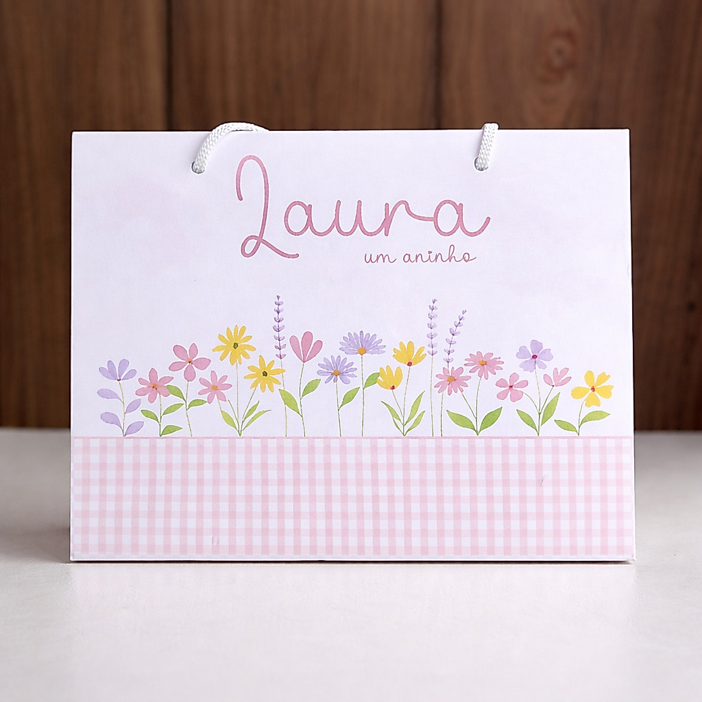 Sacolinha Personalizada Jardim Rosa - Pegue e Monte