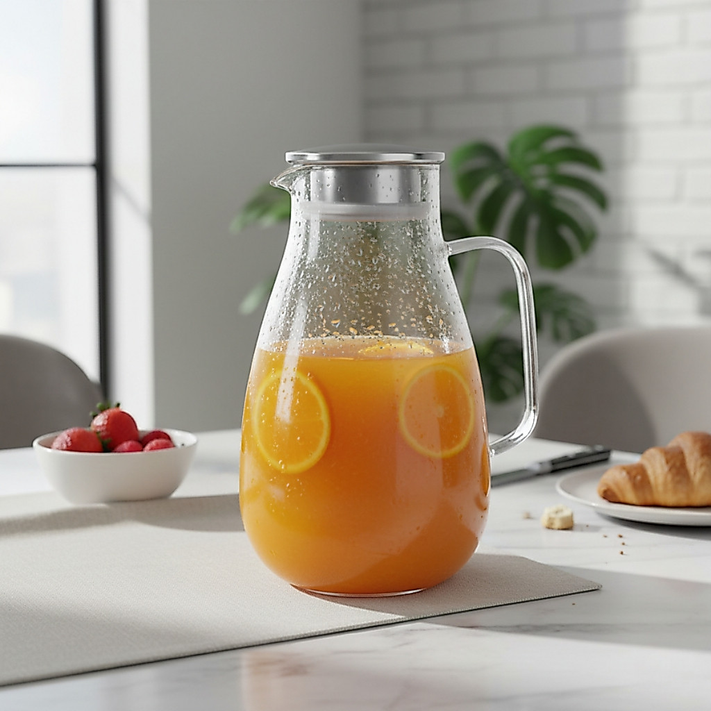Jarra Vidro Borossilicato Elisia Uso Diário Tampa Inox 2500ml Ruvolo