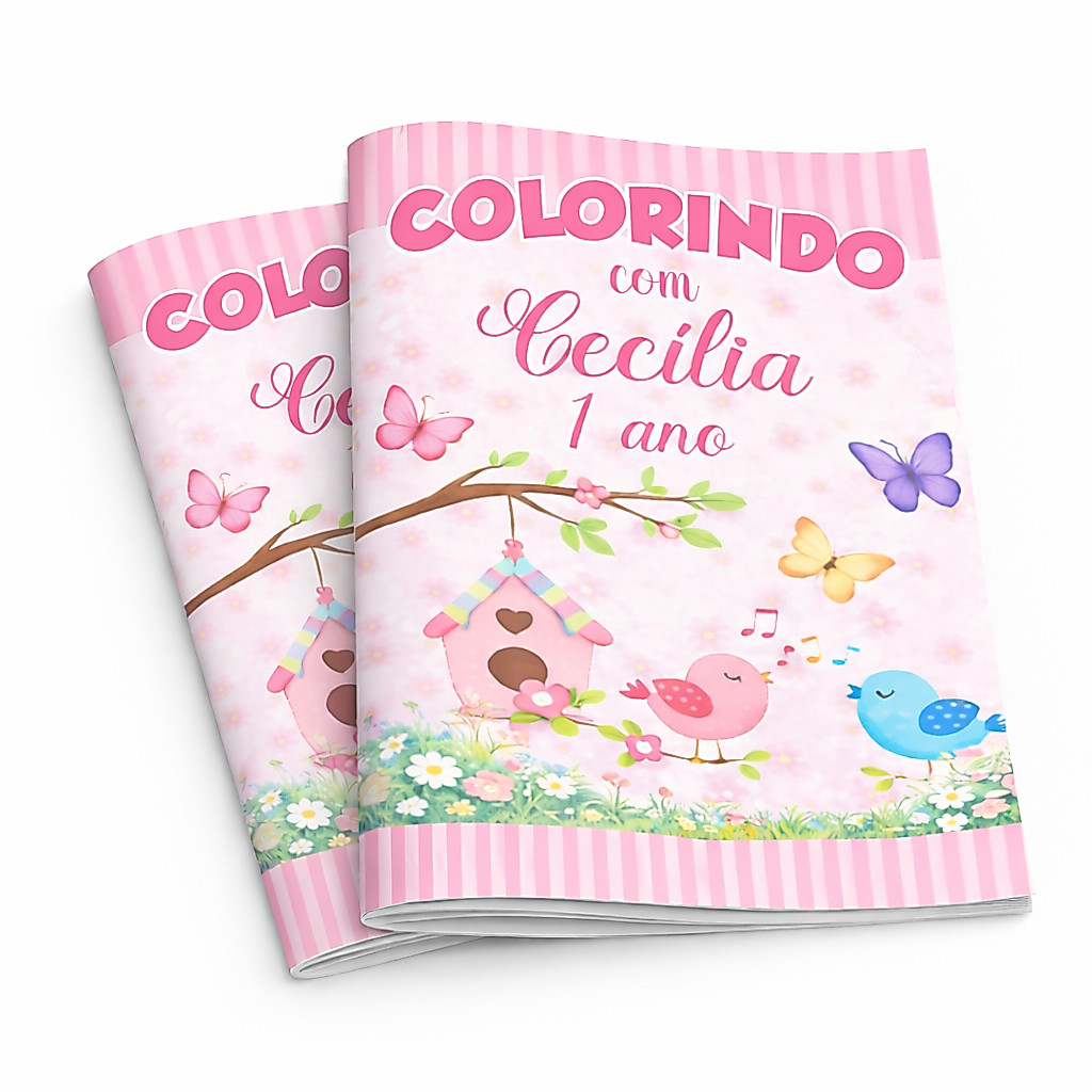 Kit 20 Livrinhos Colorir Personalizado Lembrancinha Festa Jardim Encantado Borboletas Aniversário