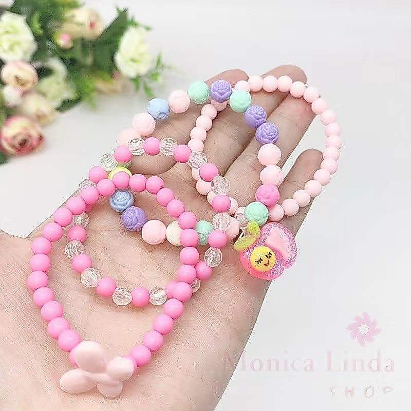 1 Kit com  4 Conjunto Pulseiras Para Crianças Infantil Frutas Coloridos a pronto entrega