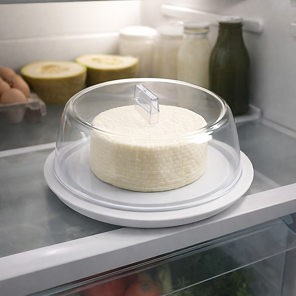 Queijeira com Tampa Transparente Porta Queijo e Outros - Branca e Preta