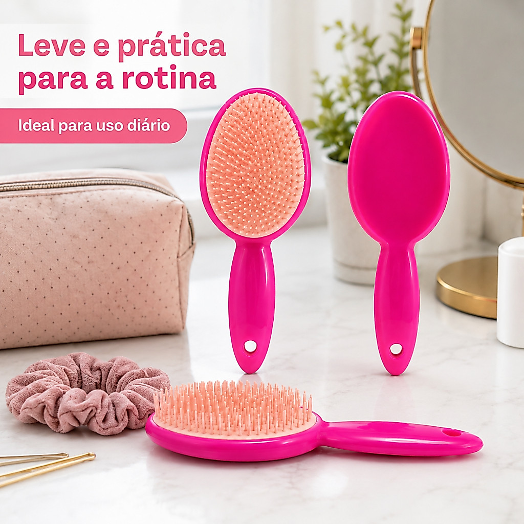 Escova Para Cabelo Com Cabo Daily Oval Landh's Desembaraçadora Cerdas Macias Uso Seco e Molhado — imagem 2 de 2
