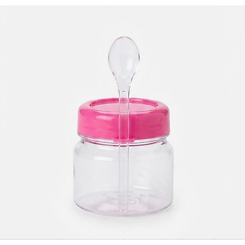 kit com 10/ 20/ 30/ 40/ 50/ potes papinha pet plástico  nutellinha com colher para festas, lembrancinhas, brindes