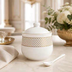 Açucareiro De Porcelana Regalis Com Colher 300ml Hauskraft