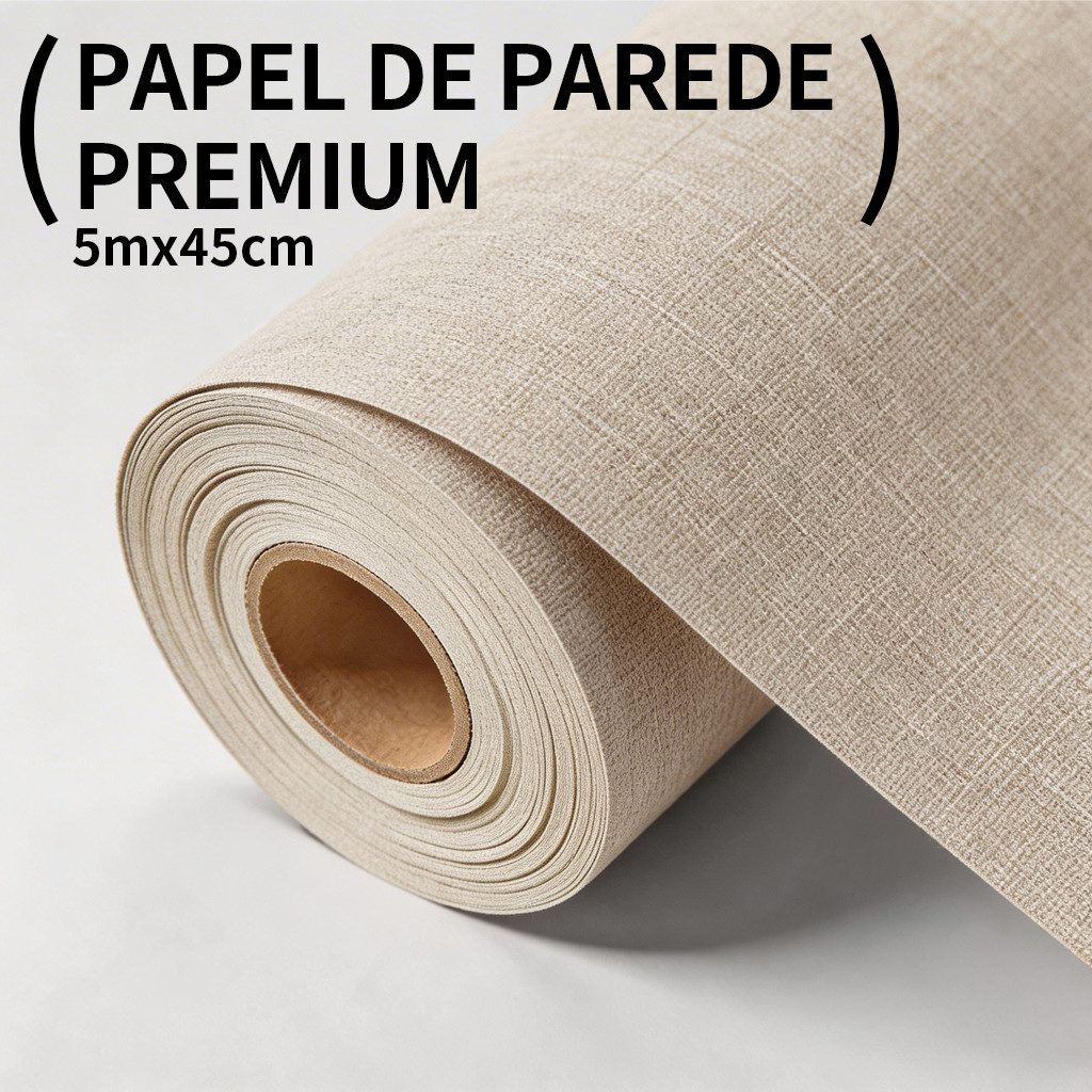 Papel de Parede Adesivo PVC Bege Fosco Textura Linho 10m Decoração Sala Quarto