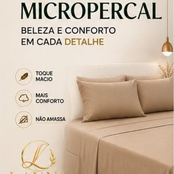 Kit lençol 3 Peças Micropercal 400 Fios – Jogo de Cama com 2 Fronhas + 1 Lençol | Casal/Quem/king