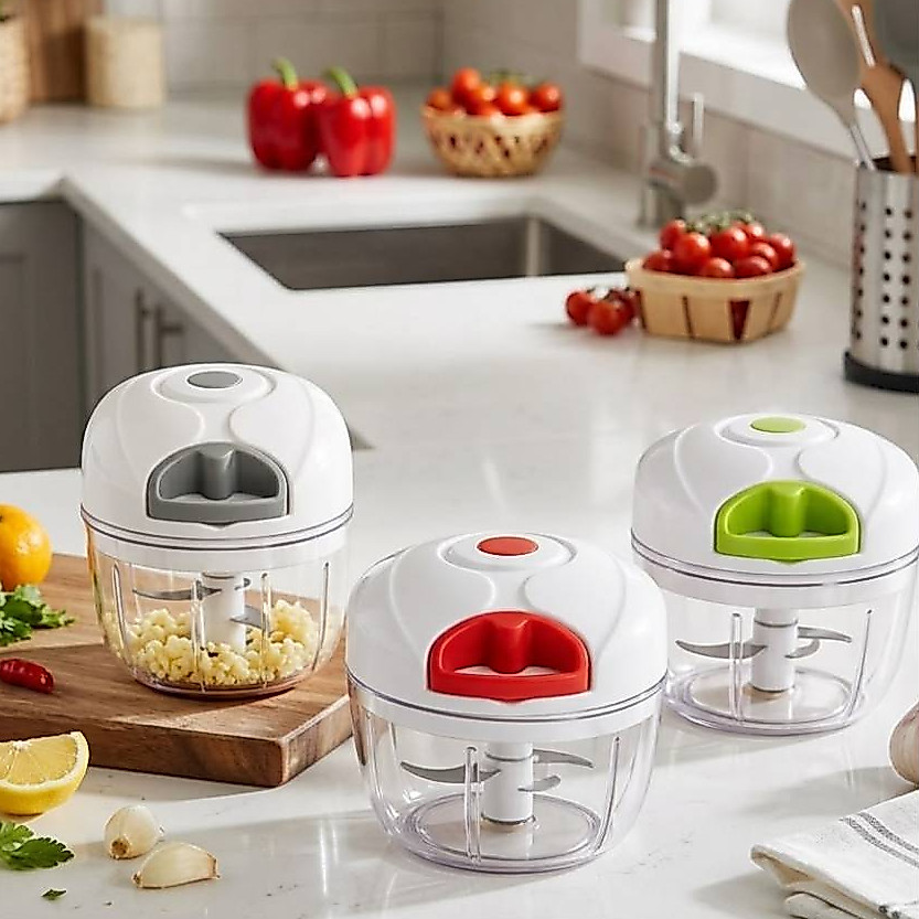 Processador Manual de Alimentos Triturador Grande 3 Lâminas ou Pequeno 2 Lâminas