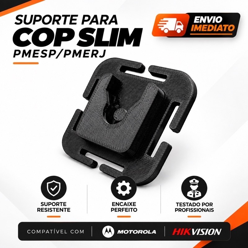 SUPORTE COP SLIM MOTOROLA/HIKVISION V500 BODY CAM PMESP/PMERJ NOVA CÂMERA