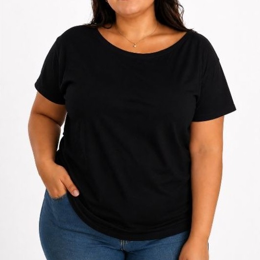 Camiseta Feminina Básica Algodão com Elastano Estica Confortável Manga Curta