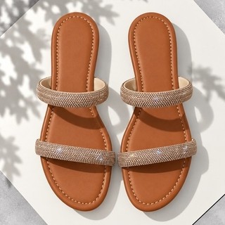 Rasterinha rasteira chinelo tiras moda brilhante glitter strass brilho