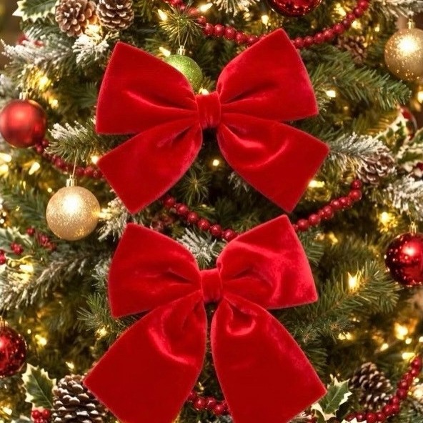 Laço Natalino Veludo Decoração de Árvore Natal 20x25 /20x30 / 30x35 Laços de Natal Presente - Decorativo