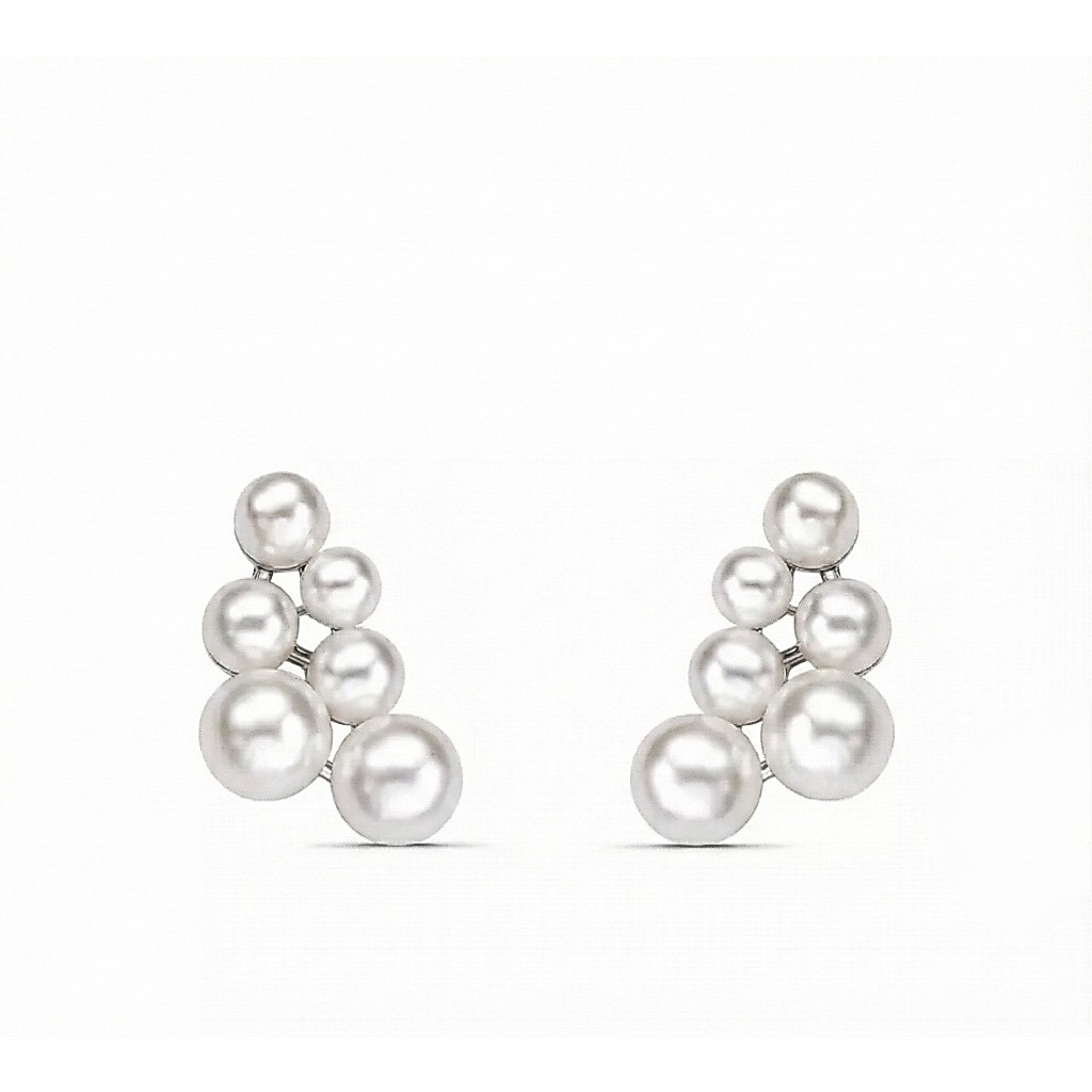 EAR CUFF PÉROLAS NOIVA BANHO OURO 18K / RÓDIO