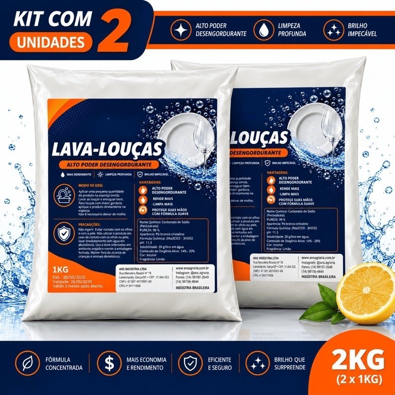 Imagem Detergente em pó lava louça com percarbonatox 2kg.