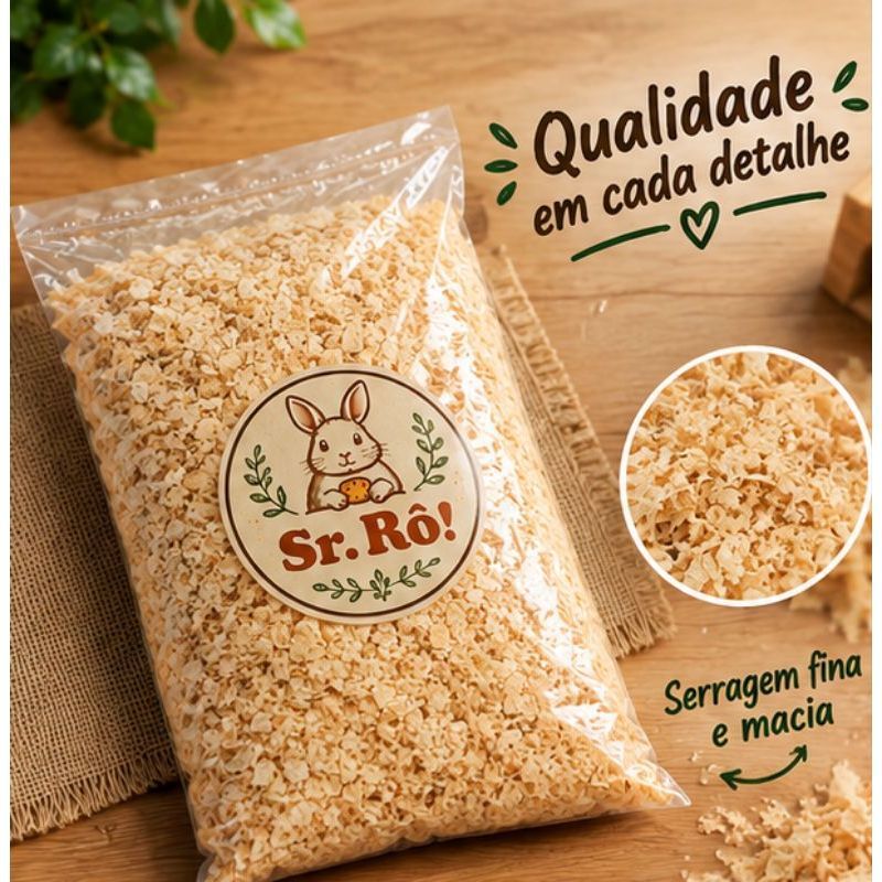 Serragem para Roedores – Substrato Natural para Hamster, Porquinho-da-Índia, Chinchila e Pequenos Pets