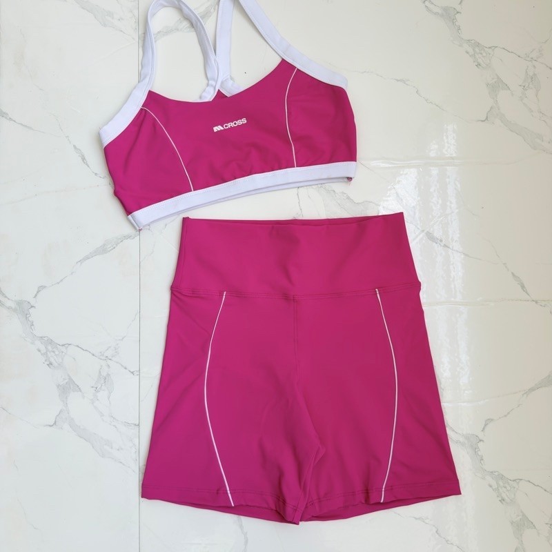 Roupa de academia conjunto fitness feminino ai cross  top e short alta compressão - zero transparência