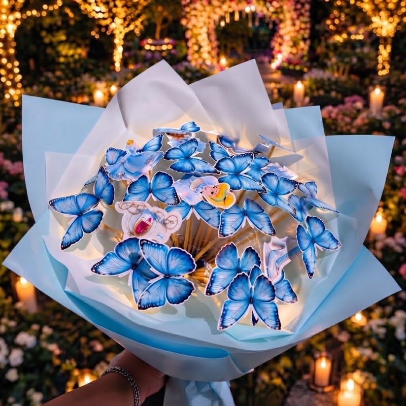 kit buquê personalizado de borboletas 🦋 com personagens para montar/ faça você mesmo ✨🦋🎁