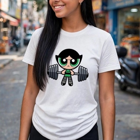 Camiseta Estampada Feminina Meninas super poderosas 100% algodão Manga Curta Camiseta de alta Qualidade