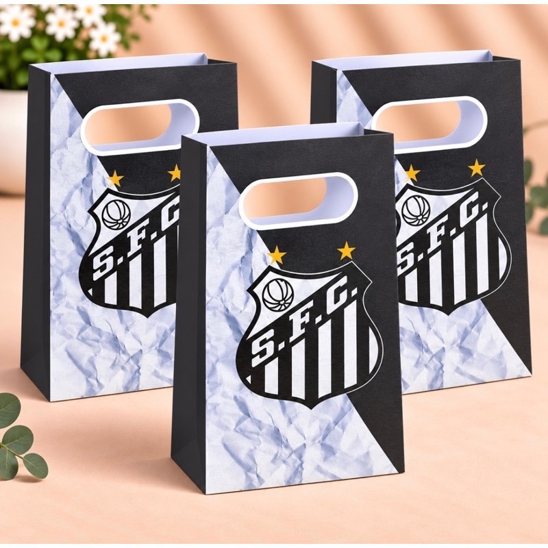SACOLINHA SANTOS KIT PEGUE E MONTE SACOLINHAS para Festa Mimos Lembrancinhas Aniversário SANTOS FC