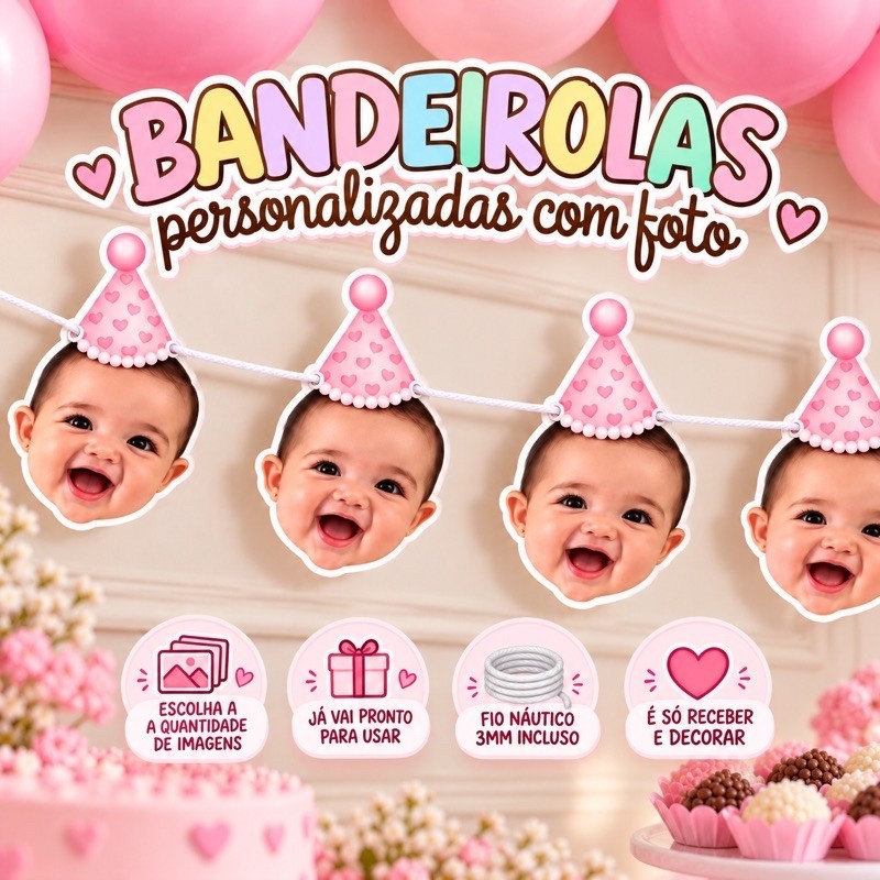 Bandeirola Personalizada Com Rostinho