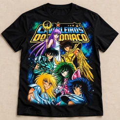 Camiseta Desenho Cavaleiros do Zodíaco Streetwear Otaku Envio Rápido