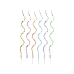 Vela Espiral Metalizada Candy Color Sortida - 6 un - Silver Festas - Rizzo