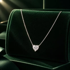 Colar Moissanite Coração 6,6mm com Banho de Ródio Negro em Prata 925