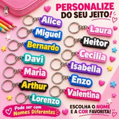 Kit 3 Chaveiros Personalizados Com Logomarca Ou Nome