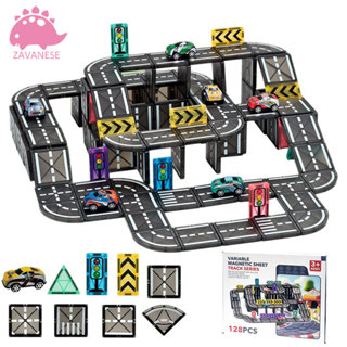Blocos Magnéticos Cidade 54/81/128 Peças | Estradas, Carros e Construção Educativa para Crianças em Oferta na Shopee
