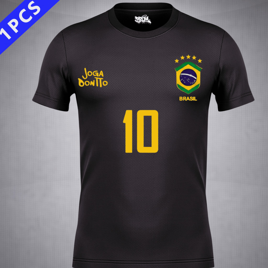 Camiseta Masculina DryFit Estampada Brasil Torcida Copa do Mundo Camisa Joga Bonito