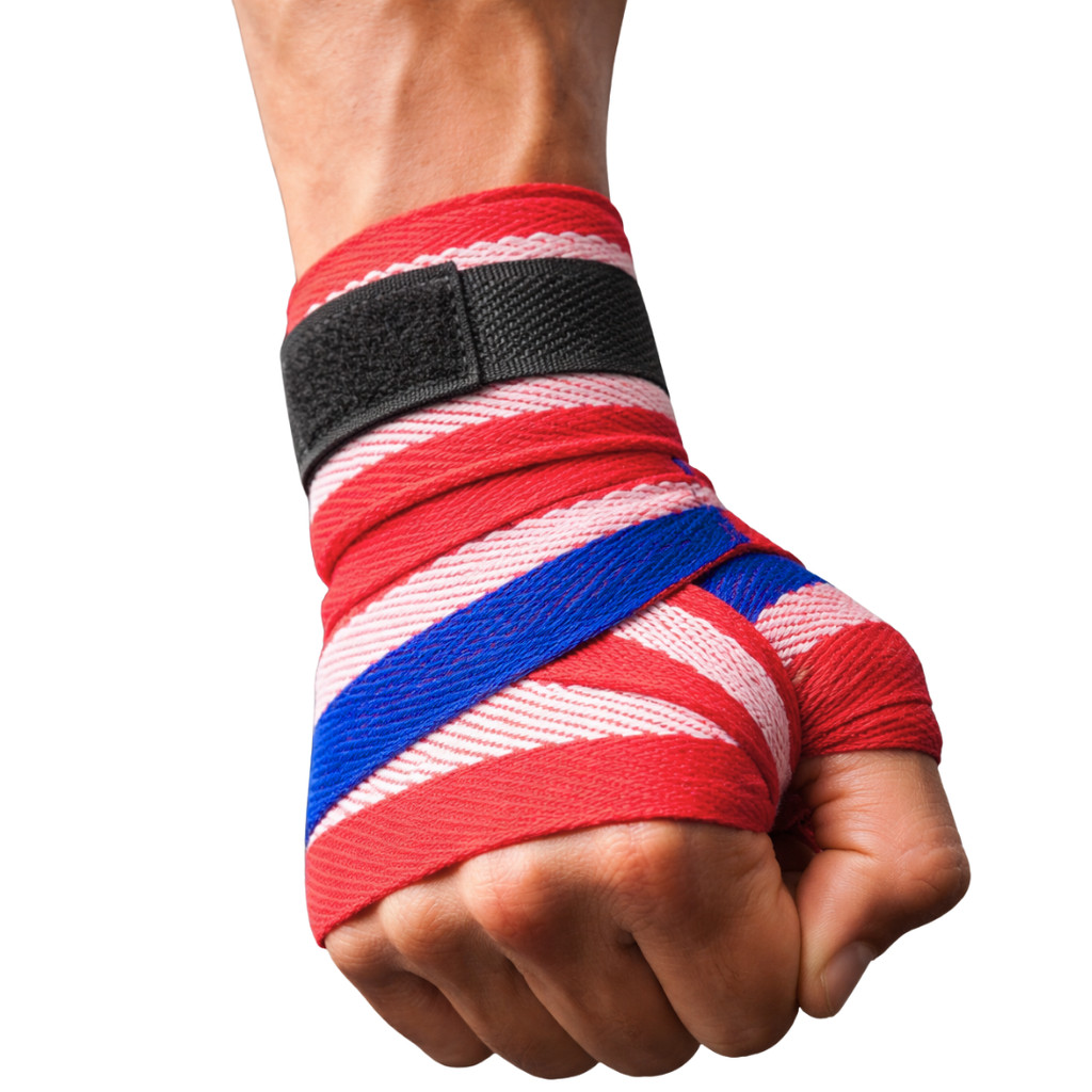 Atadura Bandagem de Luta Boxe Muay Thai 3 Metros Algodão Reforçada com Velcro Proteção para Punho