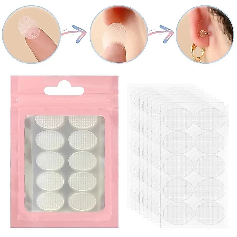 Imagem 300 Adesivo Sustentação Orelha Rasgada Alongada Lóbulo Machucado Prático Invisível - Protetor Auricular