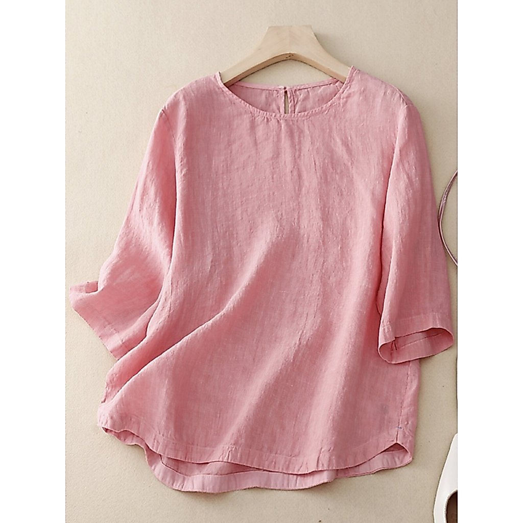 Plus Size roupas femininas roupas da mãe roupas de verão algodão linho manga curta camiseta feminina verão novo estilo m