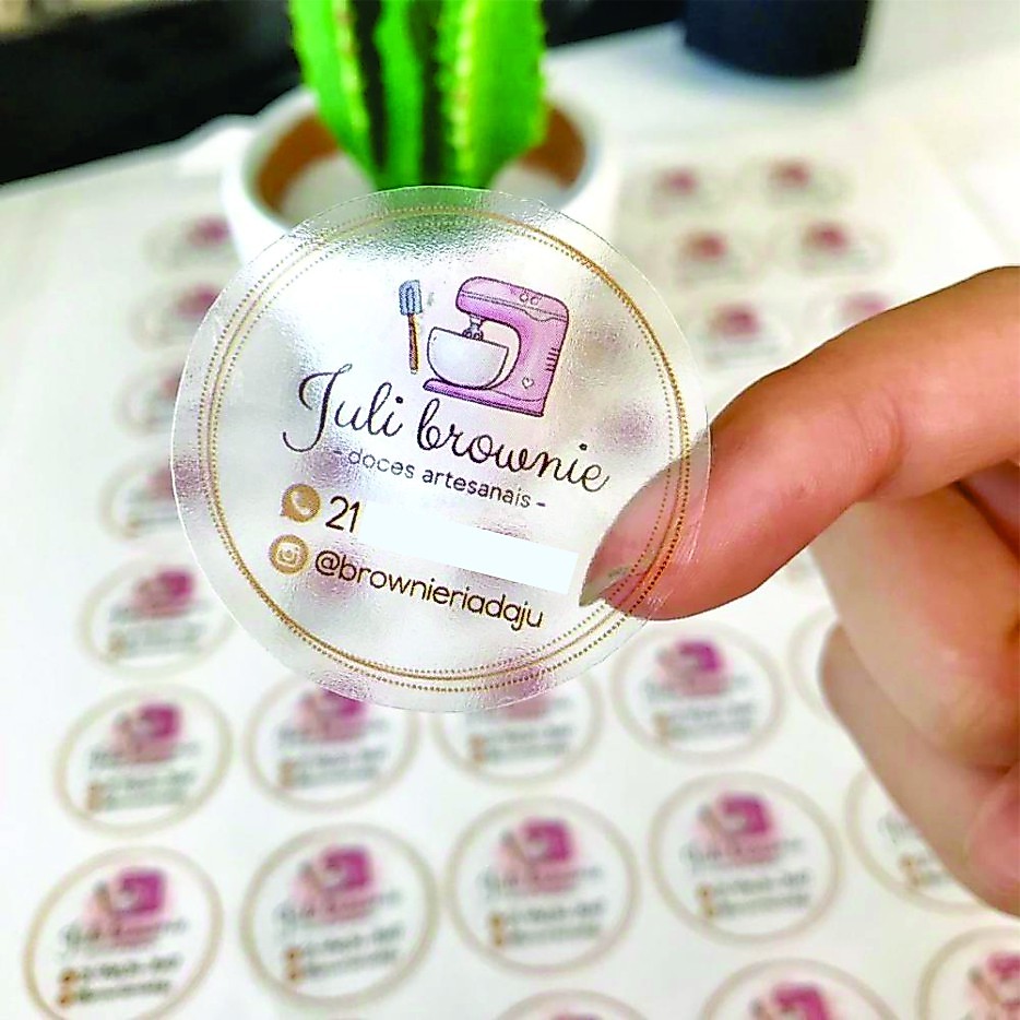 1000 Etiquetas Rótulos Personalizados Adesivo Fosco Brilho Transparente 4x4 cm
