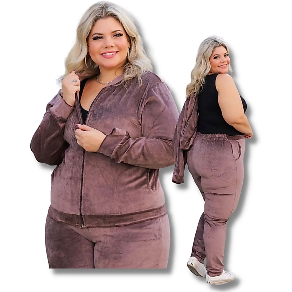 Conjunto Veludo Plush Feminino Plus Size Inverno Premium
