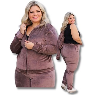 Conjunto Veludo Plush Feminino Plus Size Inverno Premium
