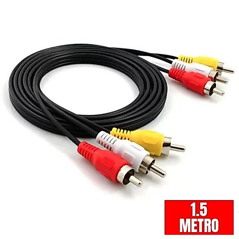 Cabo 3 Rca X 3 Rca Áudio Vídeo 1,5m Dvd Player Video Game Receptor