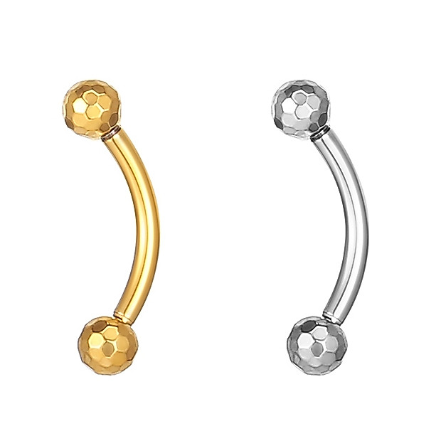 Piercing Helix Flat Conch Tragus Lóbulo Barbell Curvo Titânio Pvd Rosca Externa Lapidada