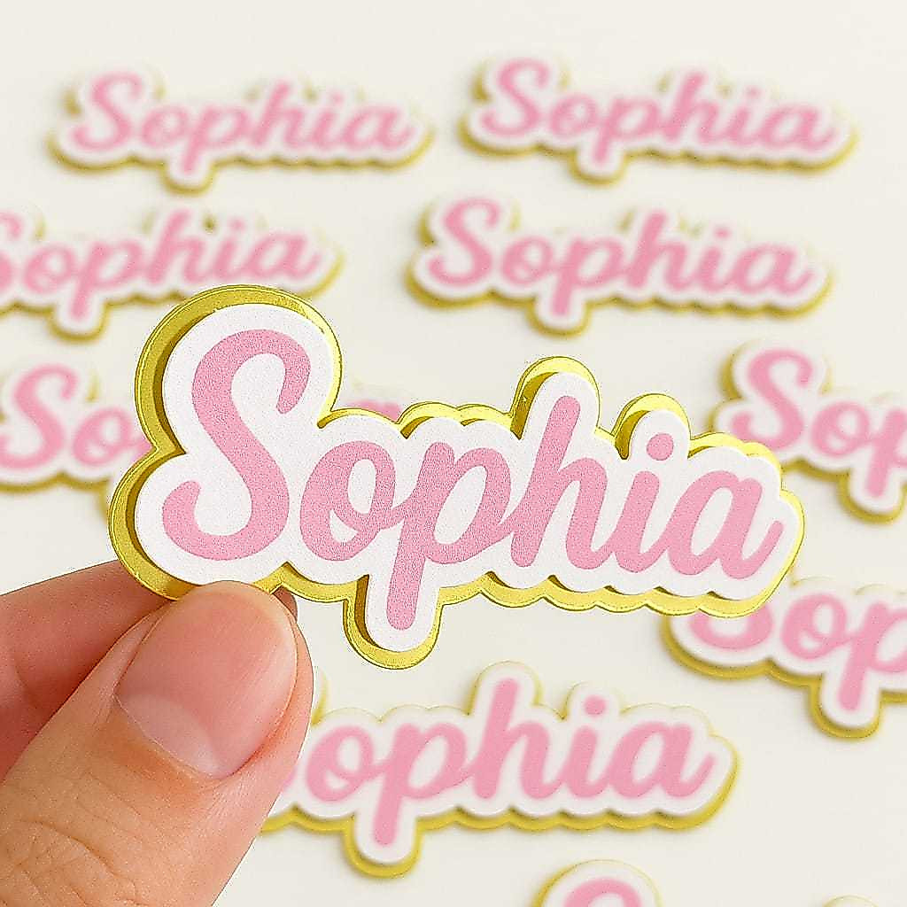 Apliques NOME 3D  com LAMICOTE Dourado- Festa - Aniversário - Mesversário - Lembrancinhas