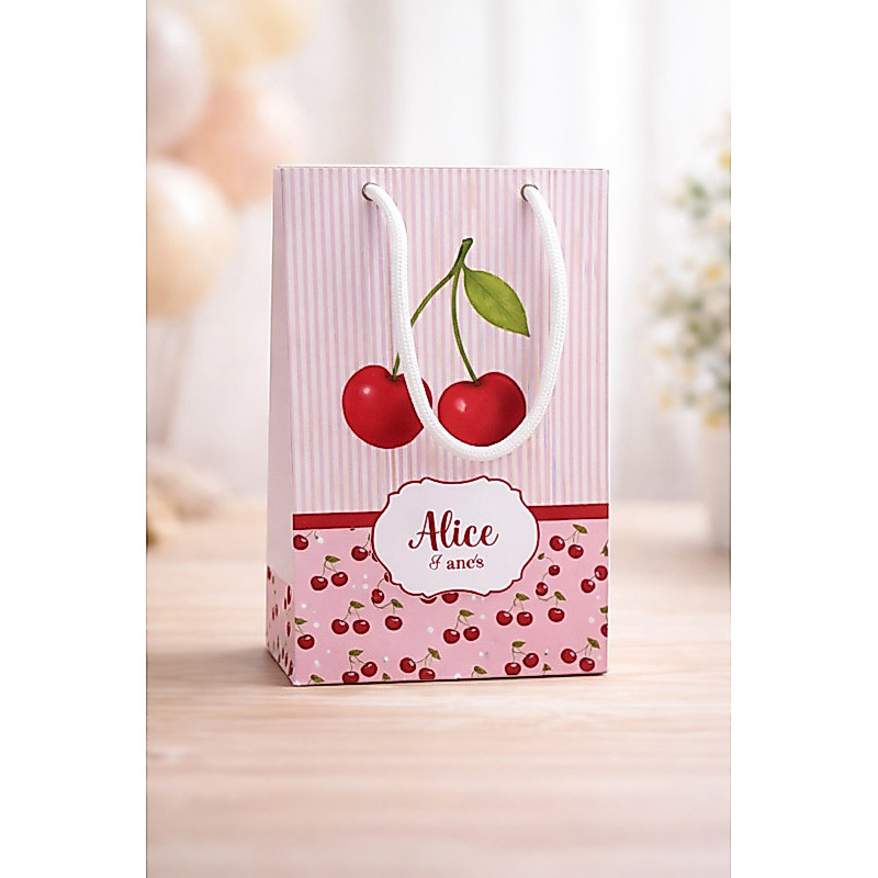 Sacolinha Personalizada Cereja/cerejinha ANIVERSARIO INFANTIL LEMBRACINHA PARA FESTA (PEGUE E MONTE)