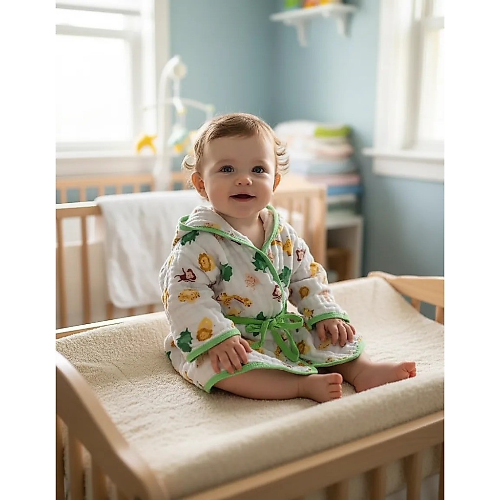 Roupão de Banho para Bebê com Capuz Algodão Soft para Praia e Piscina até 6 Meses