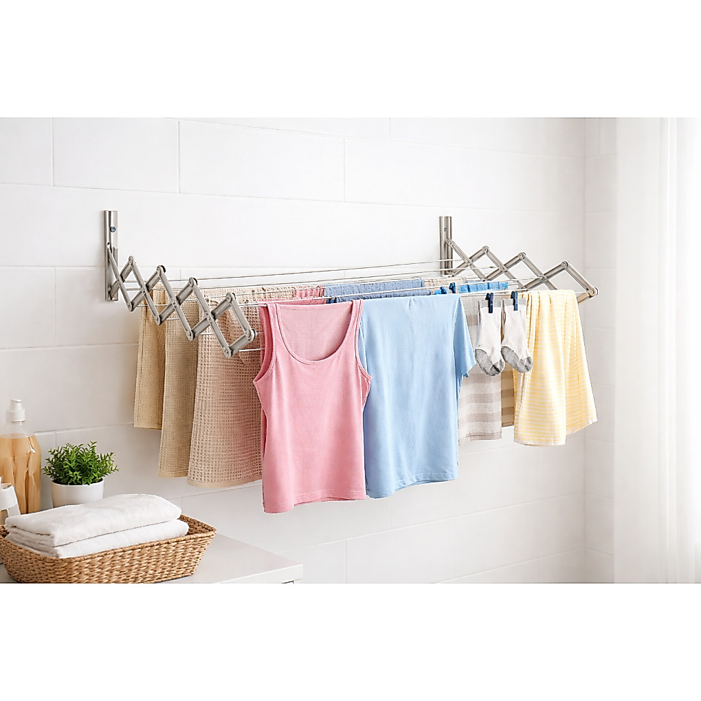 Varal De Aço Sanfonado Para Apartamento 60 Cm Retrátil