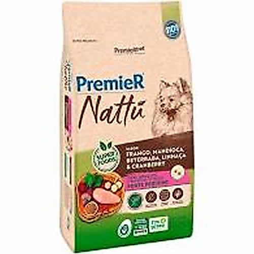 Racao Premier Nattu Caes Adultos Racas Pequenas Mandioca 10,1kg