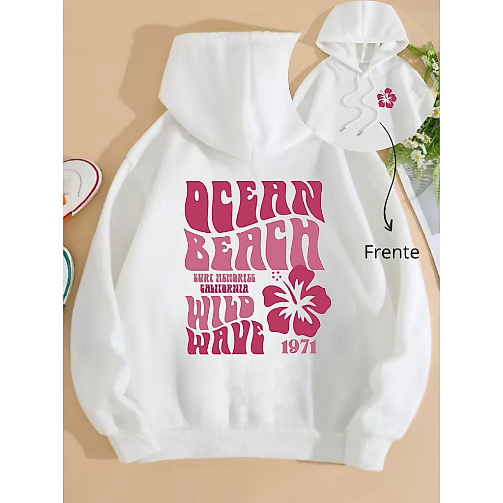 Moletom Unissex Flanelado Com Capuz Confortável Casual Estampado Inverno
