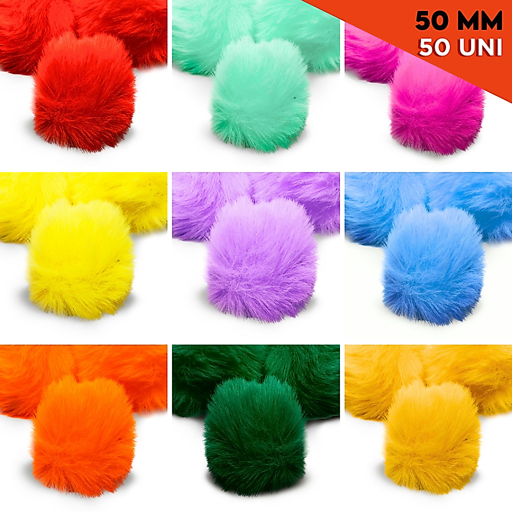 Pompom Pelúcia 50mm - Cores Diversas - Com 50 Unidades - MGX
