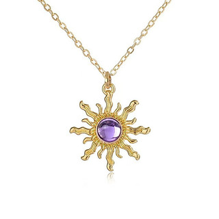Colar de Sol da Rapunzel com design entrelaçado, corrente de aço inoxidável dourada, pres…