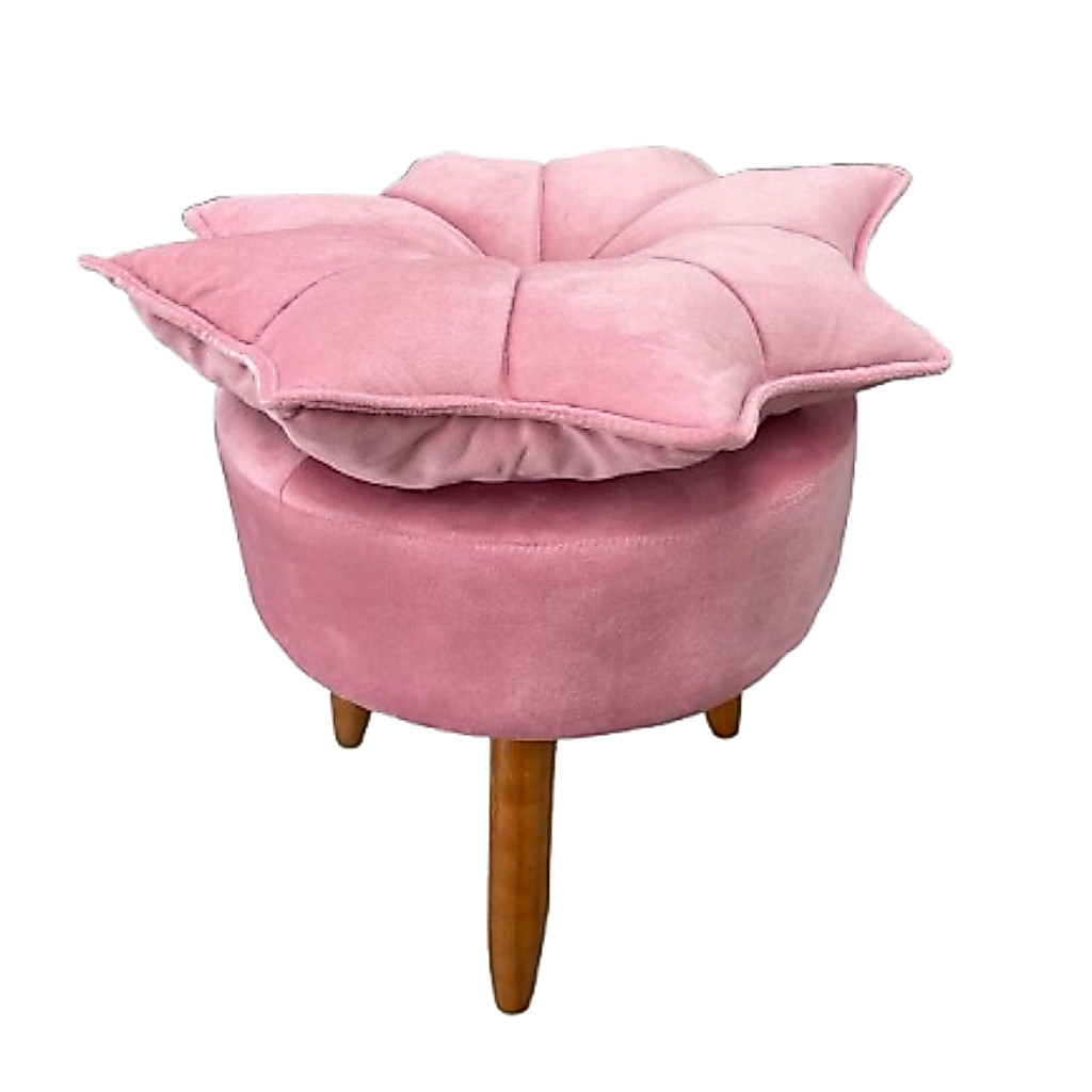 Puff Pétala para Penteadeira de Quarto Decorativo Com Pés Retrô